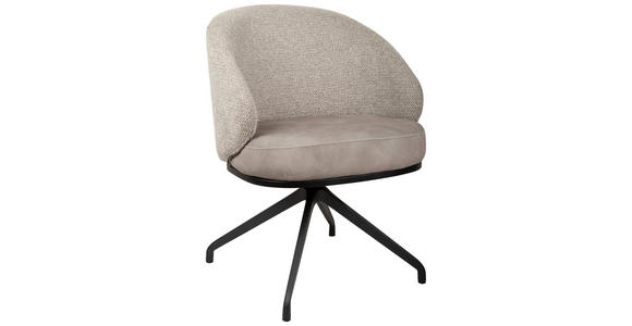 ARMLEHNSTUHL  Typenauswahl, Sitzfläche 360° drehbar, automatische Rückholfunktion Chenille, Flanell  - Taupe/Schwarz, Design, Textil/Metall (67/83/63cm) - Novel