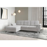 ECKSOFA in Flachgewebe Silberfarben  - Silberfarben/Schwarz, Modern, Textil/Metall (164/262cm) - Sit & More