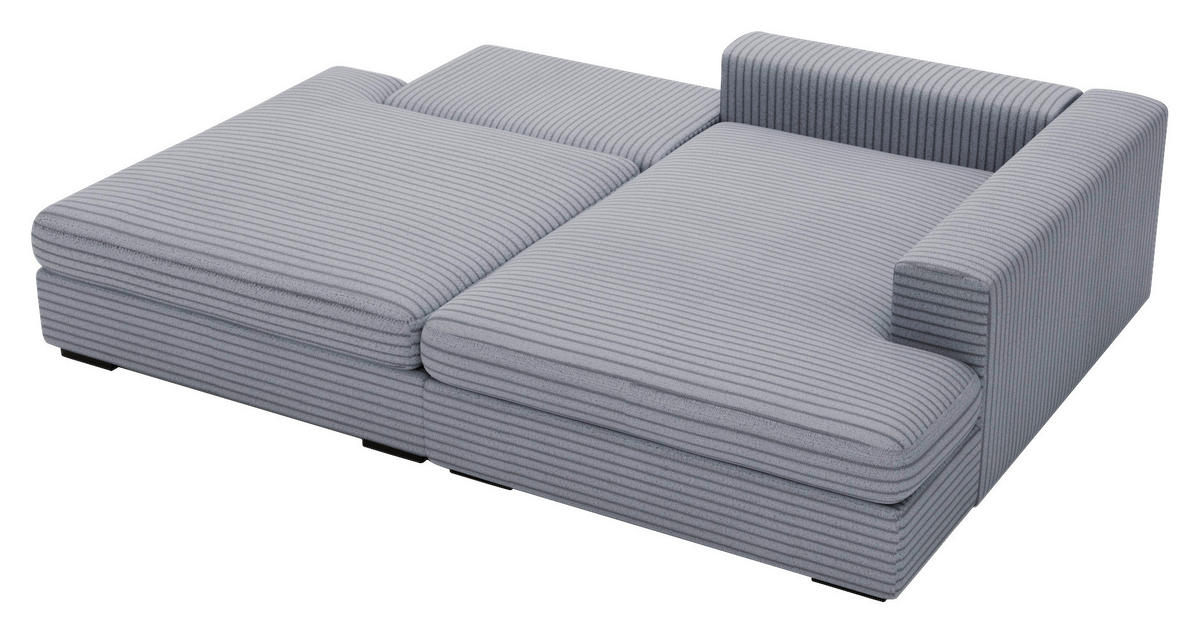 ECKSOFA in Cord Blaugrau  - Blaugrau/Schwarz, Design, Kunststoff/Textil (223/158cm) - Lomoco