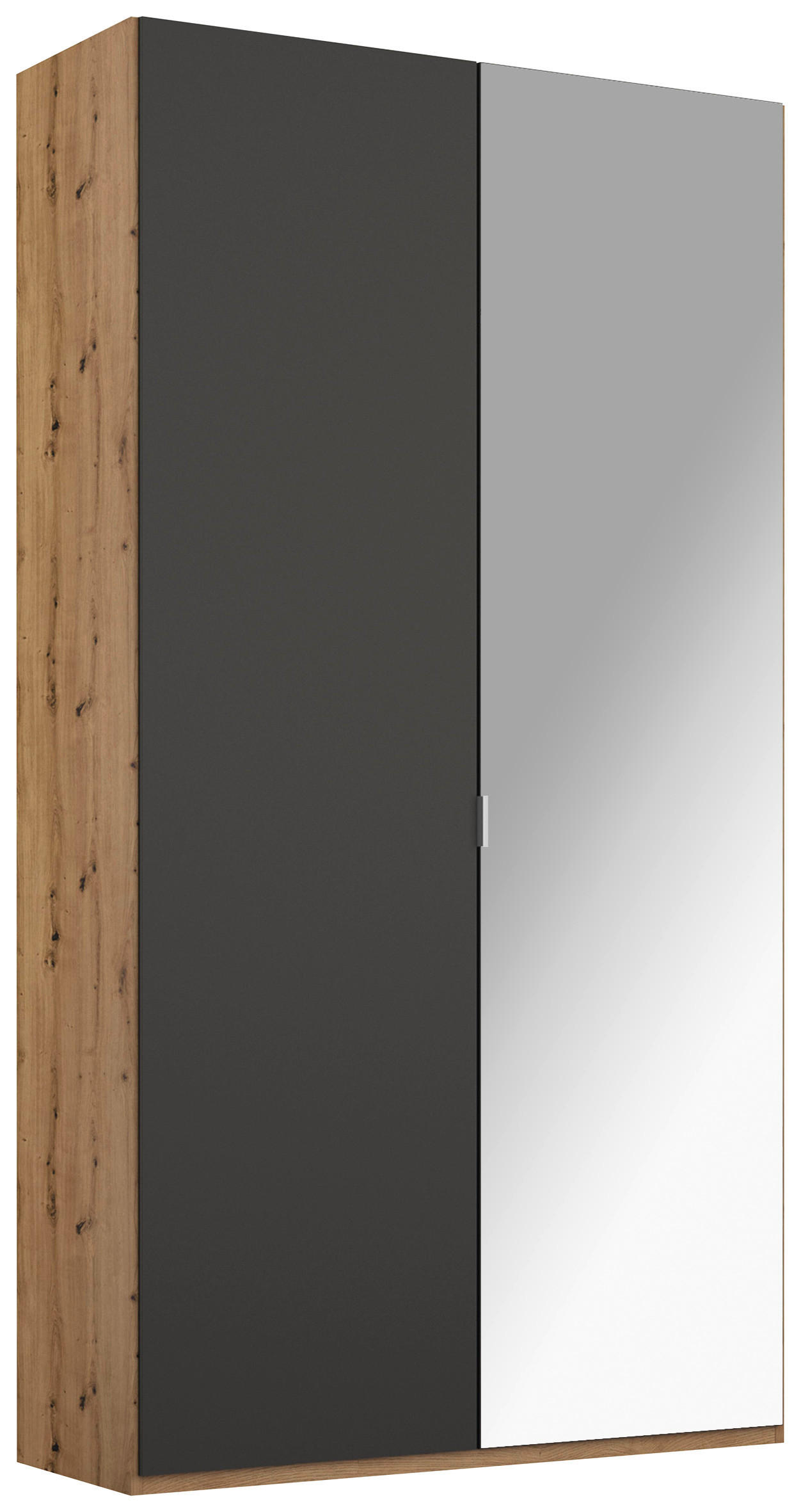 DREHTÜRENSCHRANK 2-türig Graphitfarben, Eichefarben  - Eichefarben/Alufarben, Trend, Glas/Holzwerkstoff (101/223/60cm) - Stylife