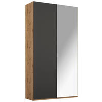 DREHTÜRENSCHRANK 2-türig Graphitfarben, Eichefarben  - Eichefarben/Alufarben, Trend, Glas/Holzwerkstoff (101/223/60cm) - Stylife