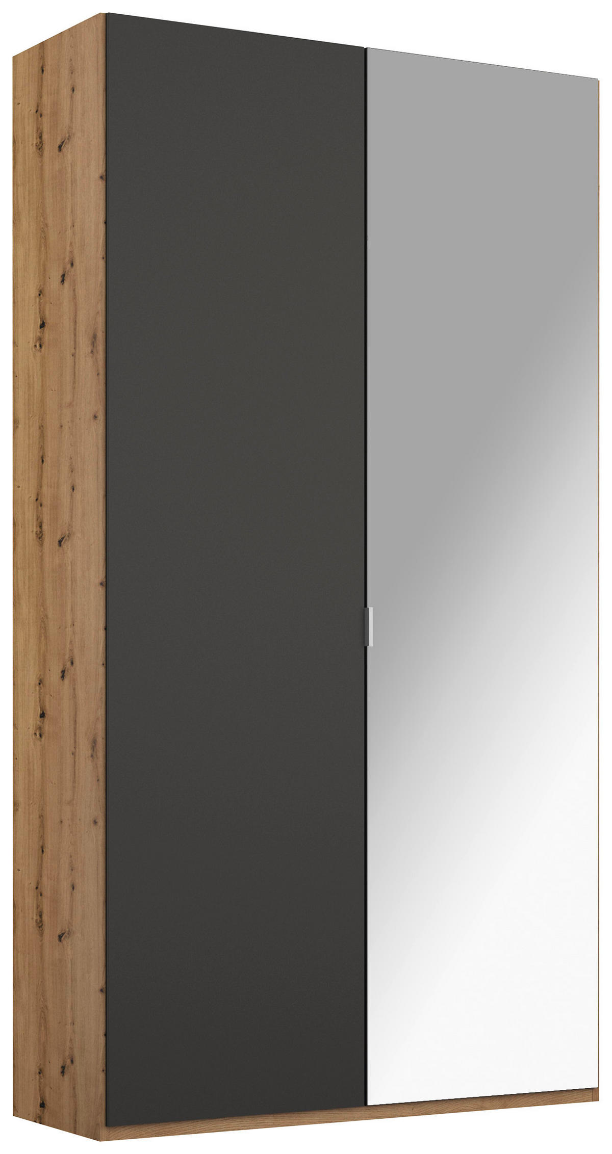 DREHTÜRENSCHRANK 2-türig Graphitfarben, Eichefarben  - Eichefarben/Alufarben, Trend, Glas/Holzwerkstoff (101/223/60cm) - Stylife