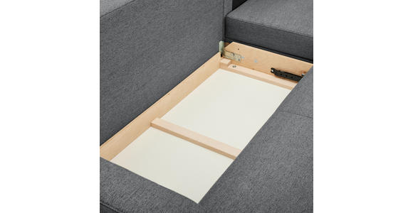 ECKSOFA in Flachgewebe Grau - Eiche Wotan/Grau, KONVENTIONELL, Holz/Textil (255/157cm) - Carryhome