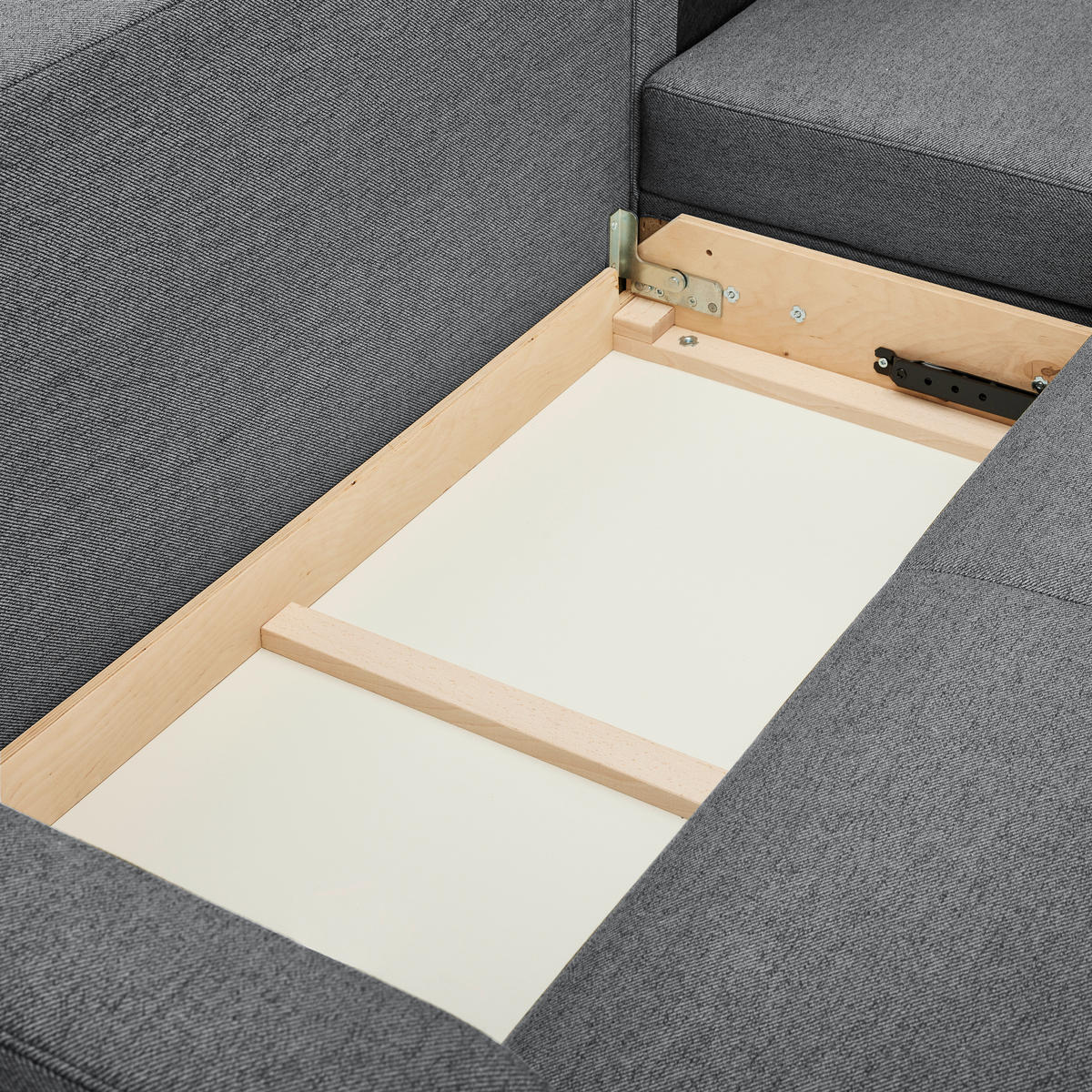 ECKSOFA in Flachgewebe Grau  - Eiche Wotan/Grau, Konventionell, Holz/Textil (255/157cm) - Carryhome