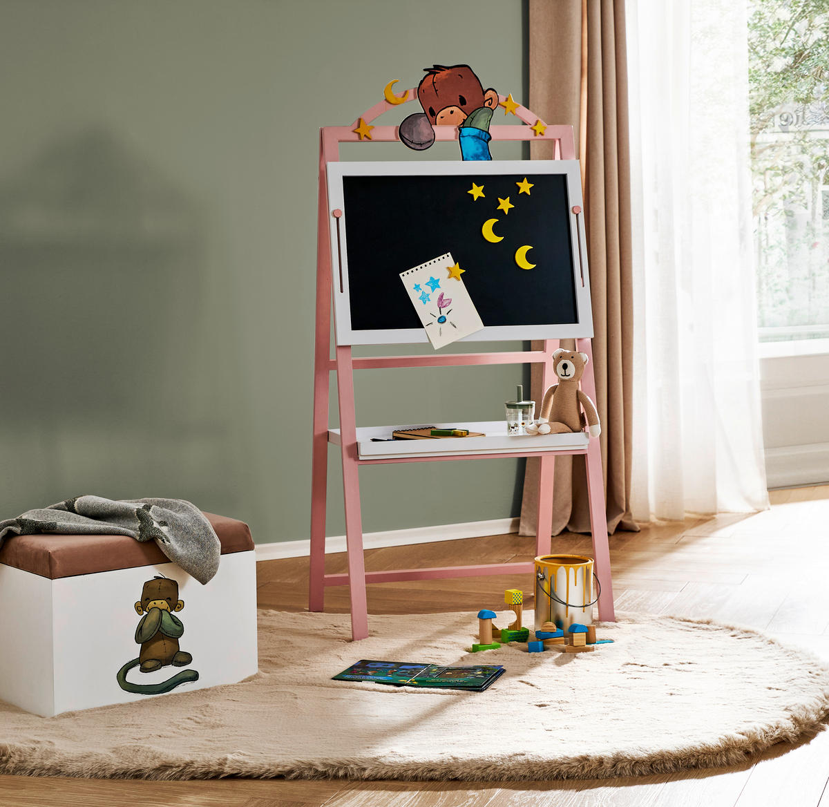 MAGNETTAFEL - Rosa/Weiß, Design, Holzwerkstoff (66/140/55cm)