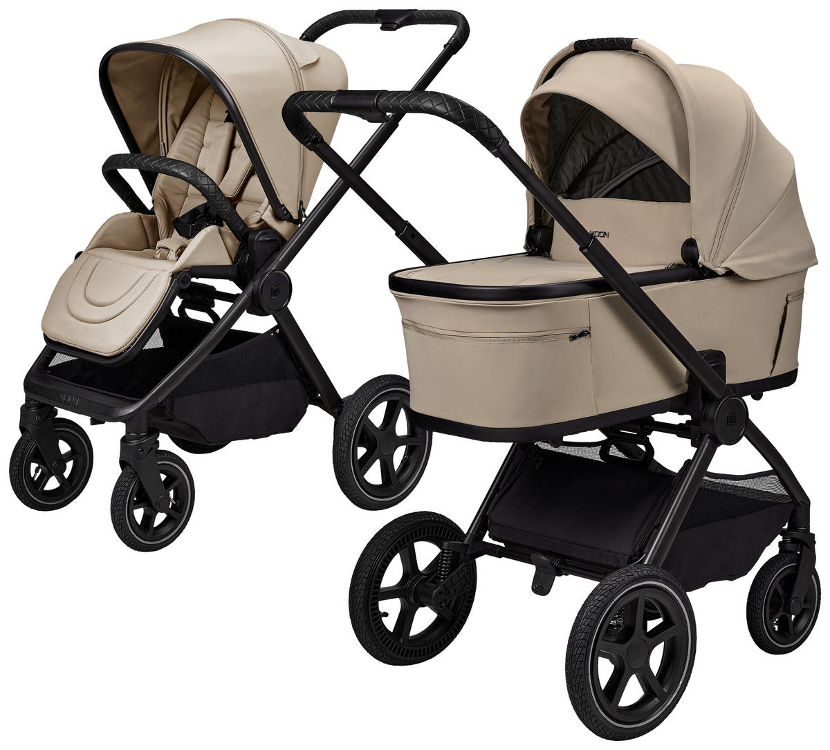 KINDERWAGENSET  GIO FOLD SET AIR  sand  - Sandfarben/Schwarz, Basics, Textil/Metall (120/58/92cm) - Moon Edition