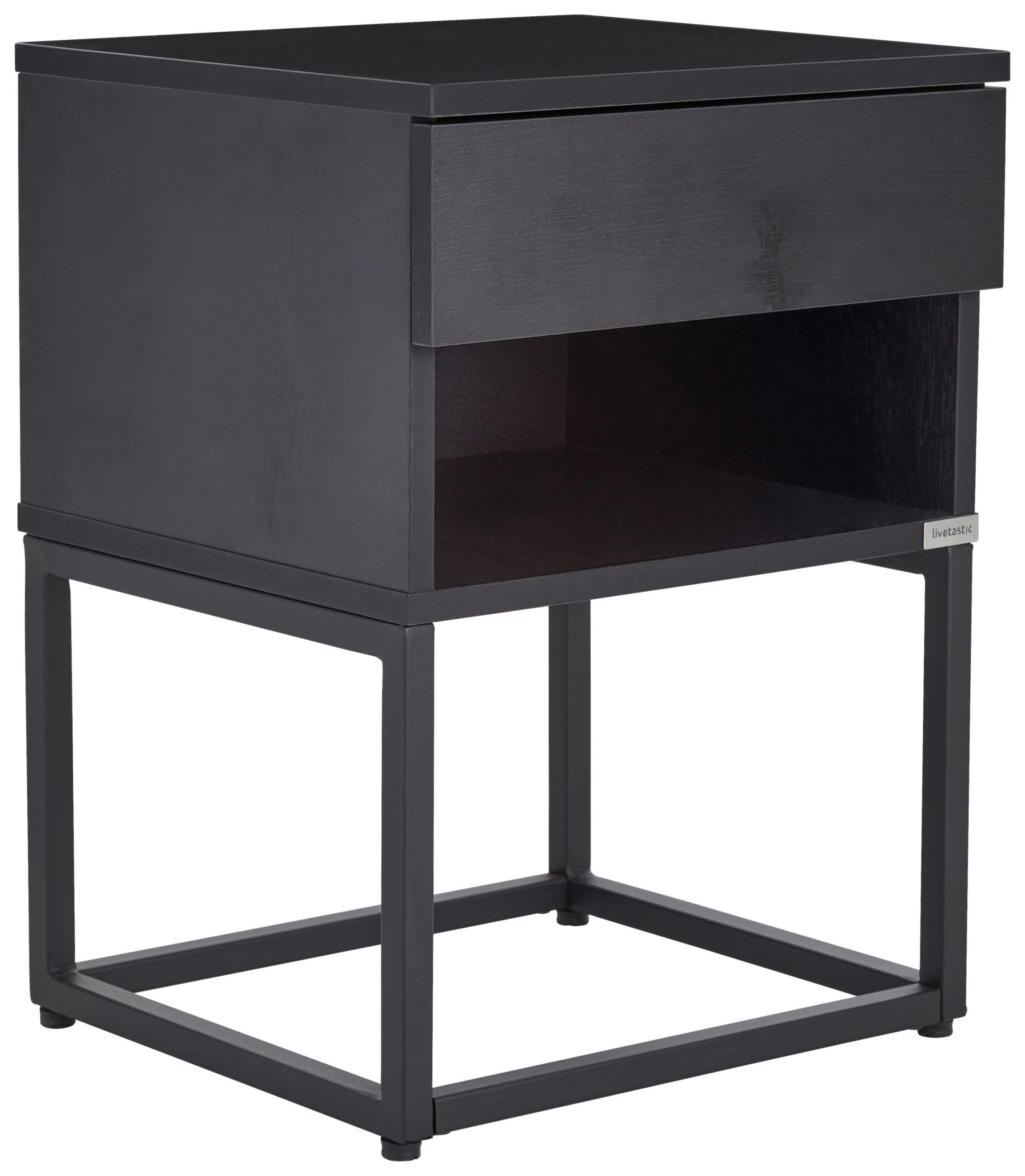 NACHTSCHRANK 40/55/35 cm  - Schwarz, MODERN, Holzwerkstoff/Metall (40/55/35cm) - Livetastic