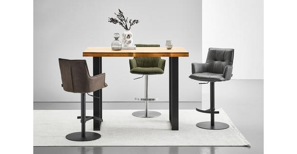 BARHOCKER in Grün, Schwarz, Edelstahlfarben - Edelstahlfarben/Schwarz, Design, Holz/Textil (56/100/56cm) - Novel