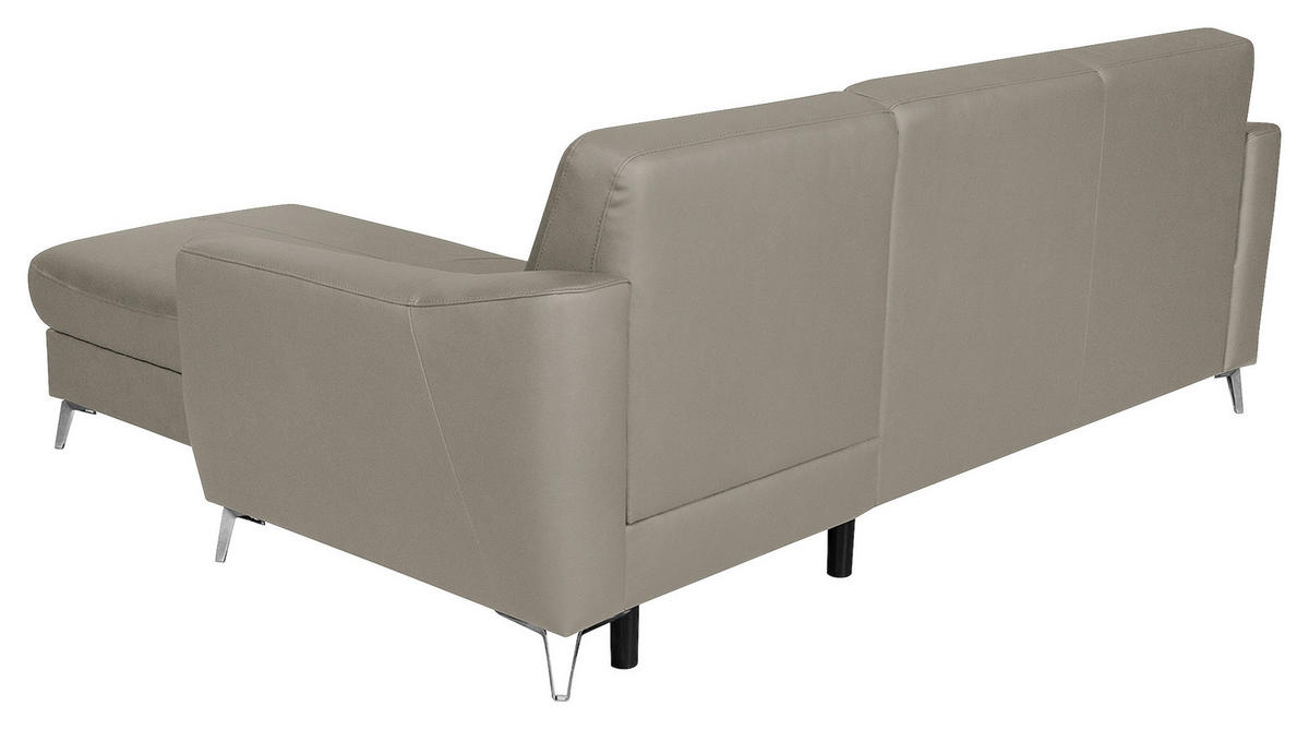 ECKSOFA in Lederlook Echtleder Platinfarben  - Platinfarben/Chromfarben, Design, Leder/Textil (241/168cm) - Livetastic