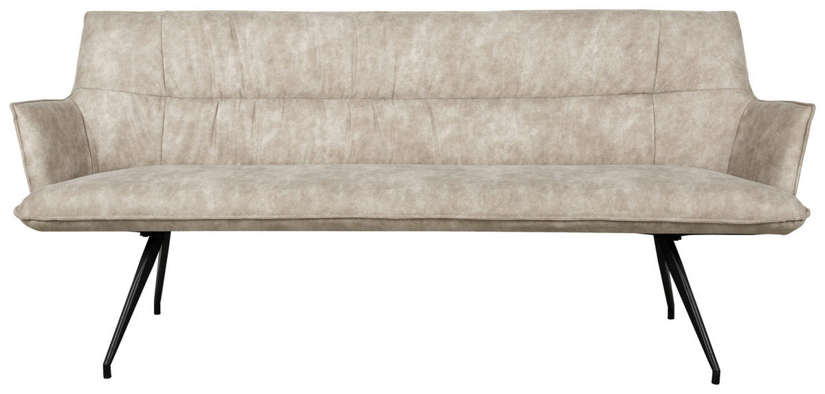 SITZBANK 203,5/87/64 cm Mikrofaser Schwarz, Taupe  - Taupe/Schwarz, Design, Textil/Metall (203,5/87/64cm) - Novel