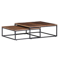 SOFFBORD SET i trä, metall 65-72/65-72/22-27 cm  - svart/naturfärgad, Basics, metall/trä (65-72/65-72/22-27cm) - Livetastic