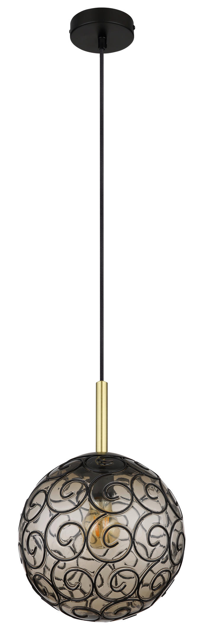 HÄNGELEUCHTE Maxi 25/120 cm   - Goldfarben/Schwarz, KONVENTIONELL, Kunststoff/Metall (25/120cm) - Globo