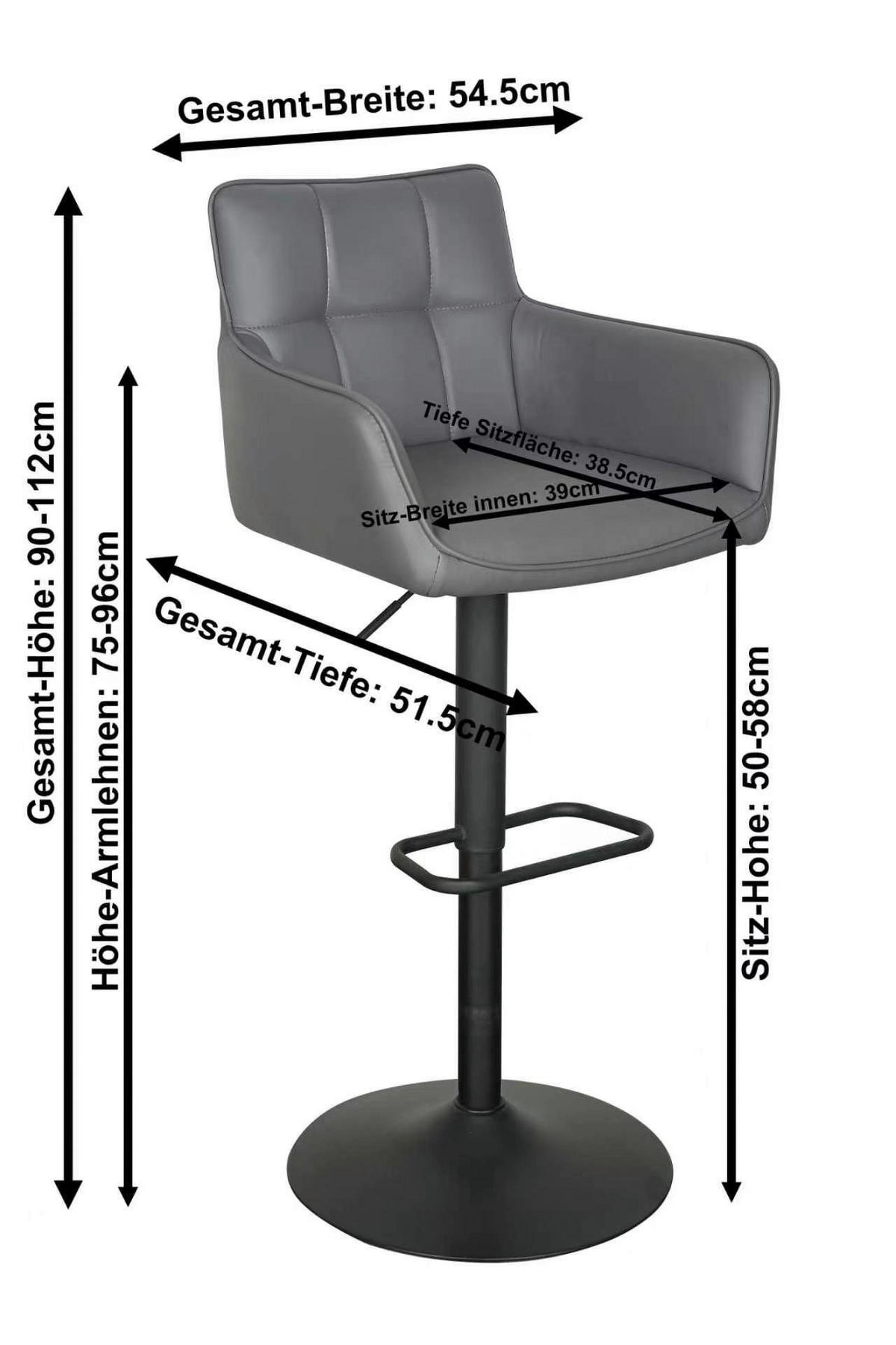 BARHOCKER in Grau, Schwarz  - Schwarz/Grau, MODERN, Textil/Metall (54,5/91/113/51,5cm) - Livetastic
