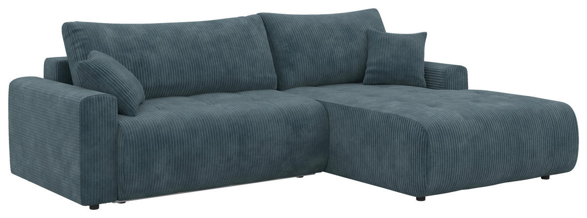 ECKSOFA Petrol Webstoff  - Petrol/Schwarz, KONVENTIONELL, Kunststoff/Textil (270/192cm) - Carryhome