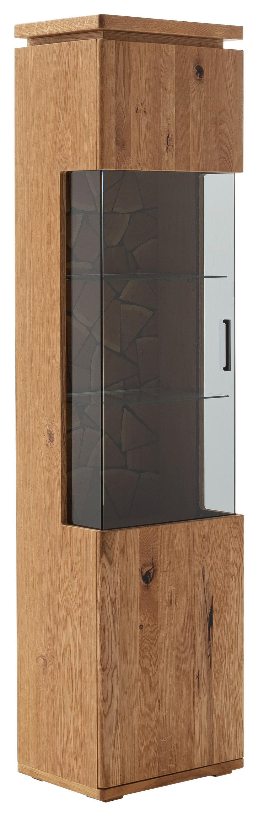VITRÍNA, trámový dub, šedá, barvy dubu, 50/204/37 cm - šedá/barvy dubu, Natur, kov/dřevo (50/204/37cm) - Linea Natura