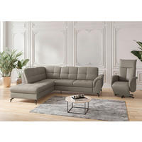 ECKSOFA ZORA E Grau Echtleder  - Schwarz/Grau, MODERN, Leder/Metall (212/244cm) - Sit & More