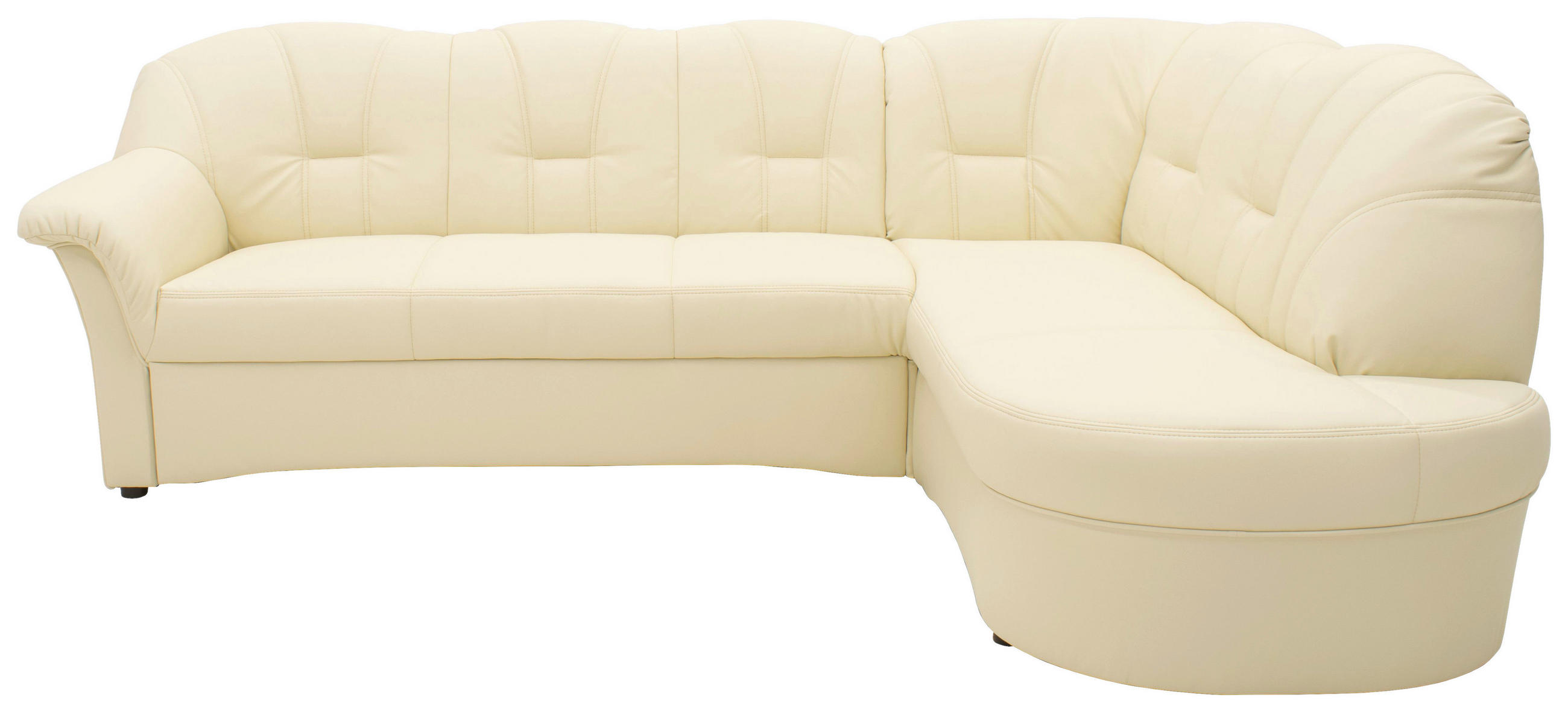 ECKSOFA Beige Lederlook  - Beige/Schwarz, KONVENTIONELL, Kunststoff/Textil (243/180cm) - MID.YOU