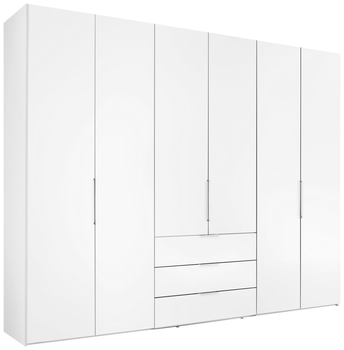 DREHTÜRENSCHRANK inkl. Zubehör 298/240/63 cm,  in Weiß, 6-türig  - Alufarben/Weiß, Design, Holzwerkstoff/Metall (298/240/63cm) - Dieter Knoll