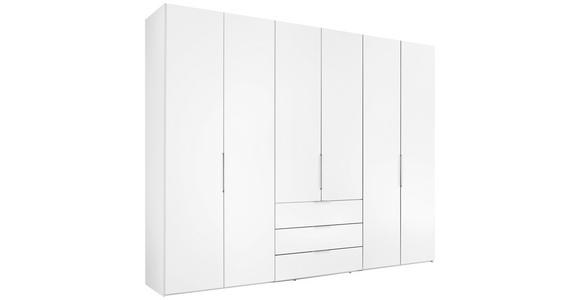 DREHTÜRENSCHRANK inkl. Zubehör 298/222/63 cm,  in Weiß, 6-türig  - Alufarben/Weiß, Design, Holzwerkstoff/Metall (298/222/63cm) - Dieter Knoll