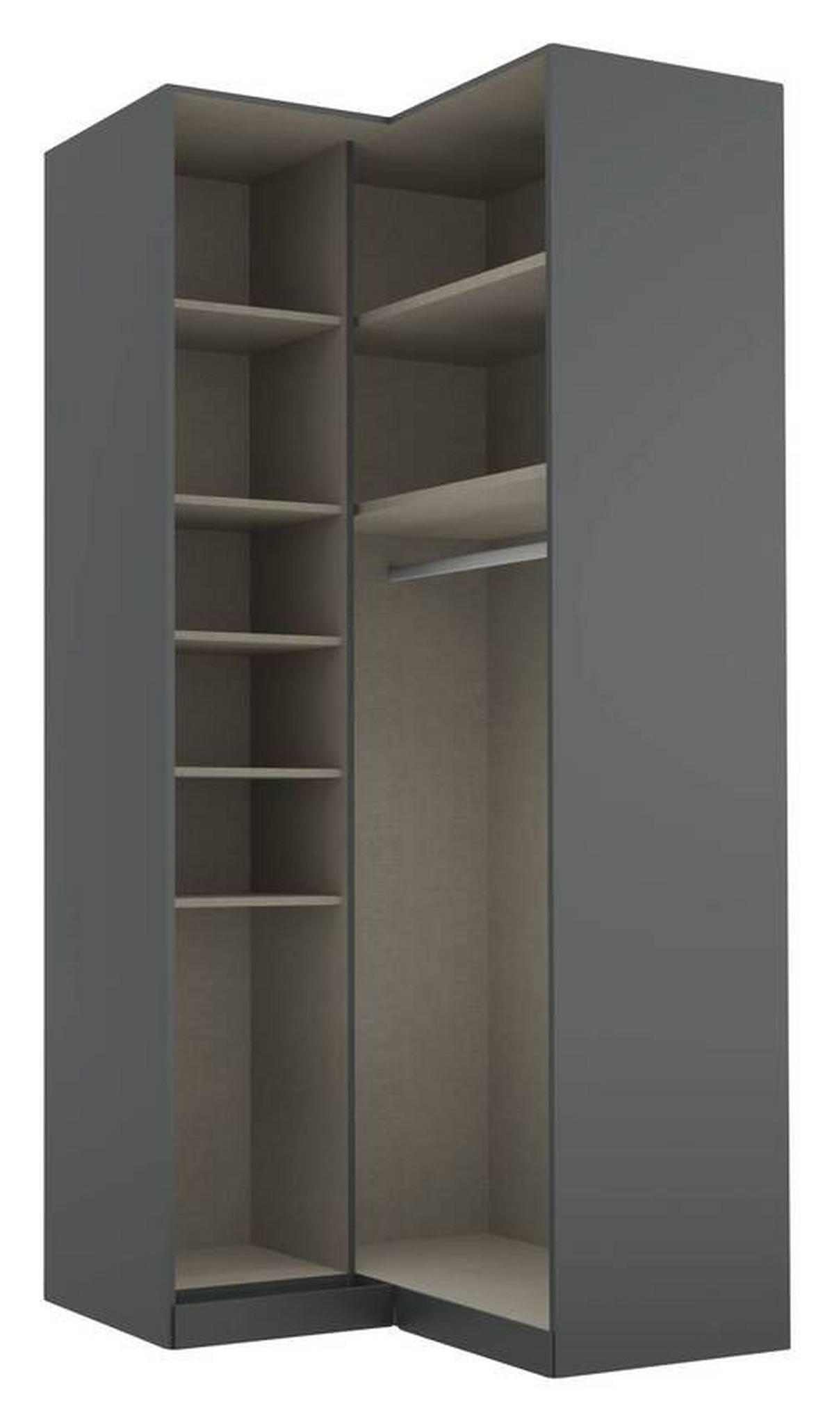 ECKKLEIDERSCHRANK 100/229/102 cm  - Silberfarben/Alufarben, Modern, Holzwerkstoff (100/229/102cm) - Rauch Möbel