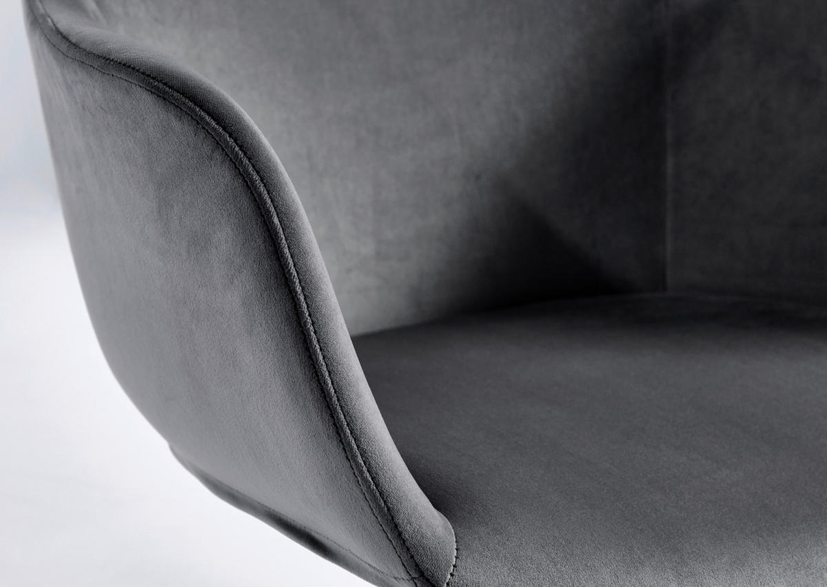DREHSTUHL  in Samt Grau, Goldfarben  - Goldfarben/Grau, Modern, Kunststoff/Textil (56,5/59/78-87cm) - Livetastic