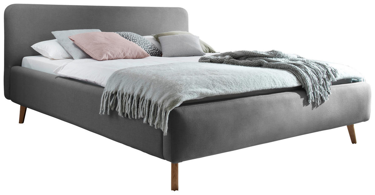 TAPECIRANI KREVET   180/200 cm   svijetlo siva  - boje hrasta/svijetlo siva, Design, tekstil/drvo (180/200cm) - Livetastic