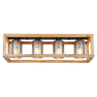 DECKENLEUCHTE 74,5/20/22,5 cm  - Dunkelbraun/Schwarz, Natur, Glas/Holzwerkstoff (74,5/20/22,5cm) - Globo