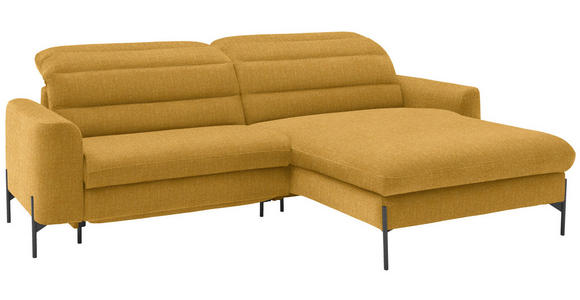 ECKSOFA in Flachgewebe Currygelb  - Currygelb/Schwarz, Design, Textil/Metall (252/191cm) - Dieter Knoll