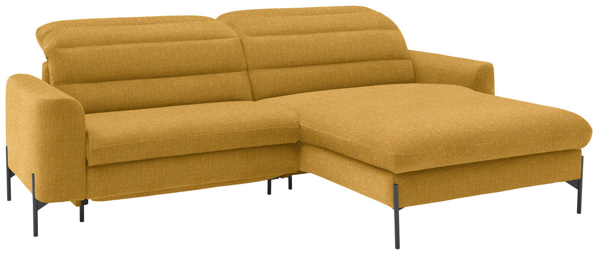ECKSOFA in Flachgewebe Currygelb  - Currygelb/Schwarz, Design, Textil/Metall (252/191cm) - Dieter Knoll