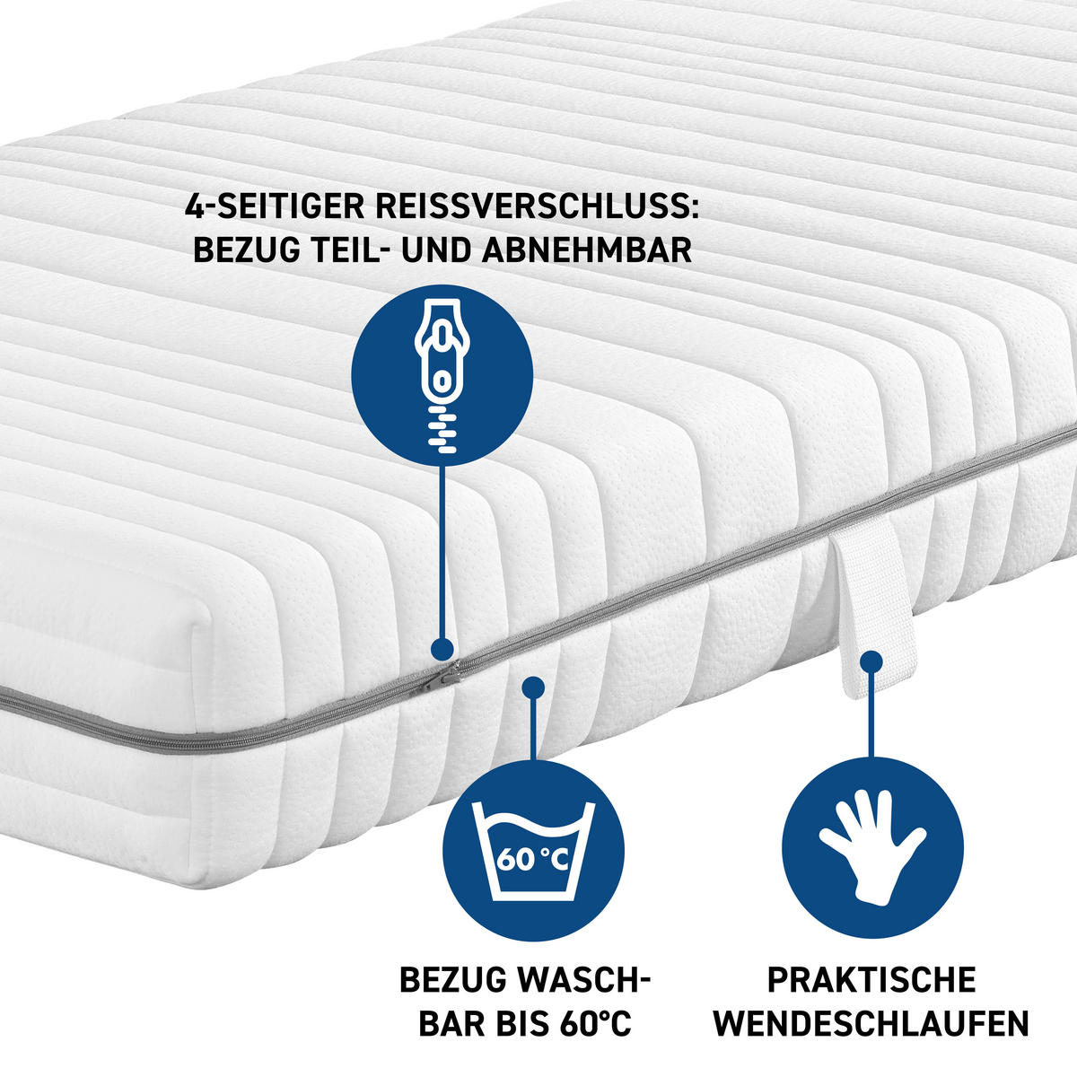 TASCHENFEDERKERNMATRATZE 80/200 cm Höhe ca. 19 cm 7 -Zonen - KONVENTIONELL, Textil (80/200cm) - Xora