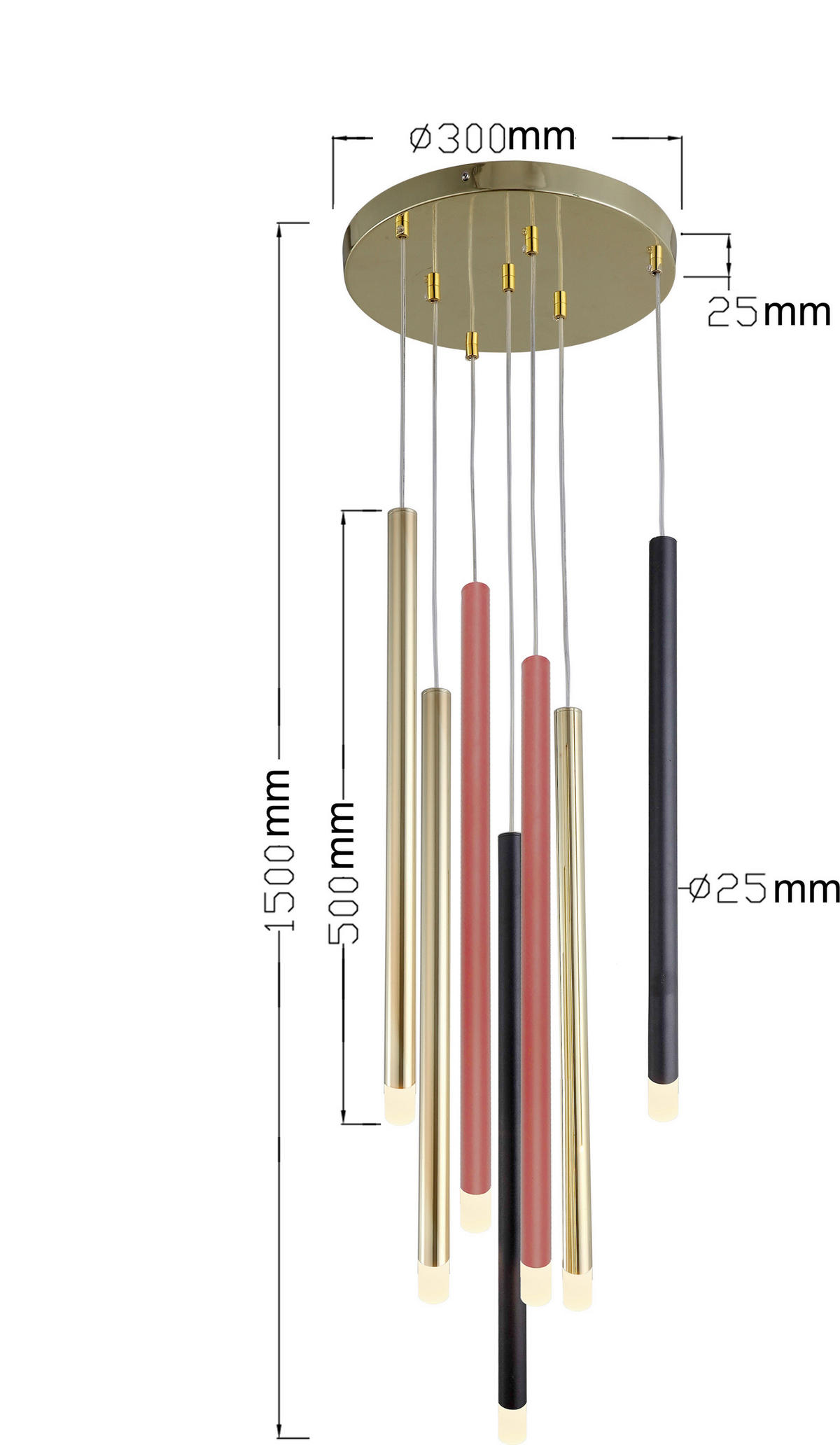 HÄNGELEUCHTE Lungo 150/30/30 cm  - Multicolor, Design, Metall (150/30/30cm)