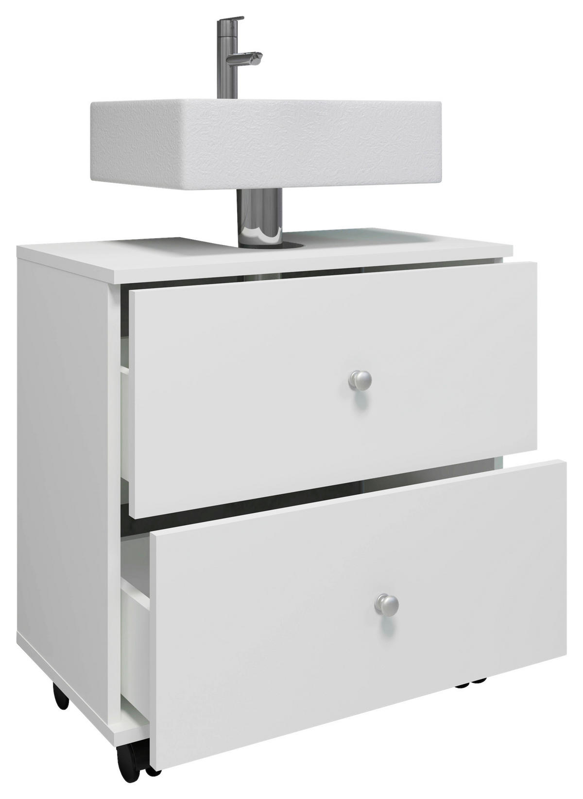 TVÄTTSTÄLLSUNDERSKÅP 60/61/33 cm  - vit/silver, Modern, trämaterial/plast (60/61/33cm) - MID.YOU