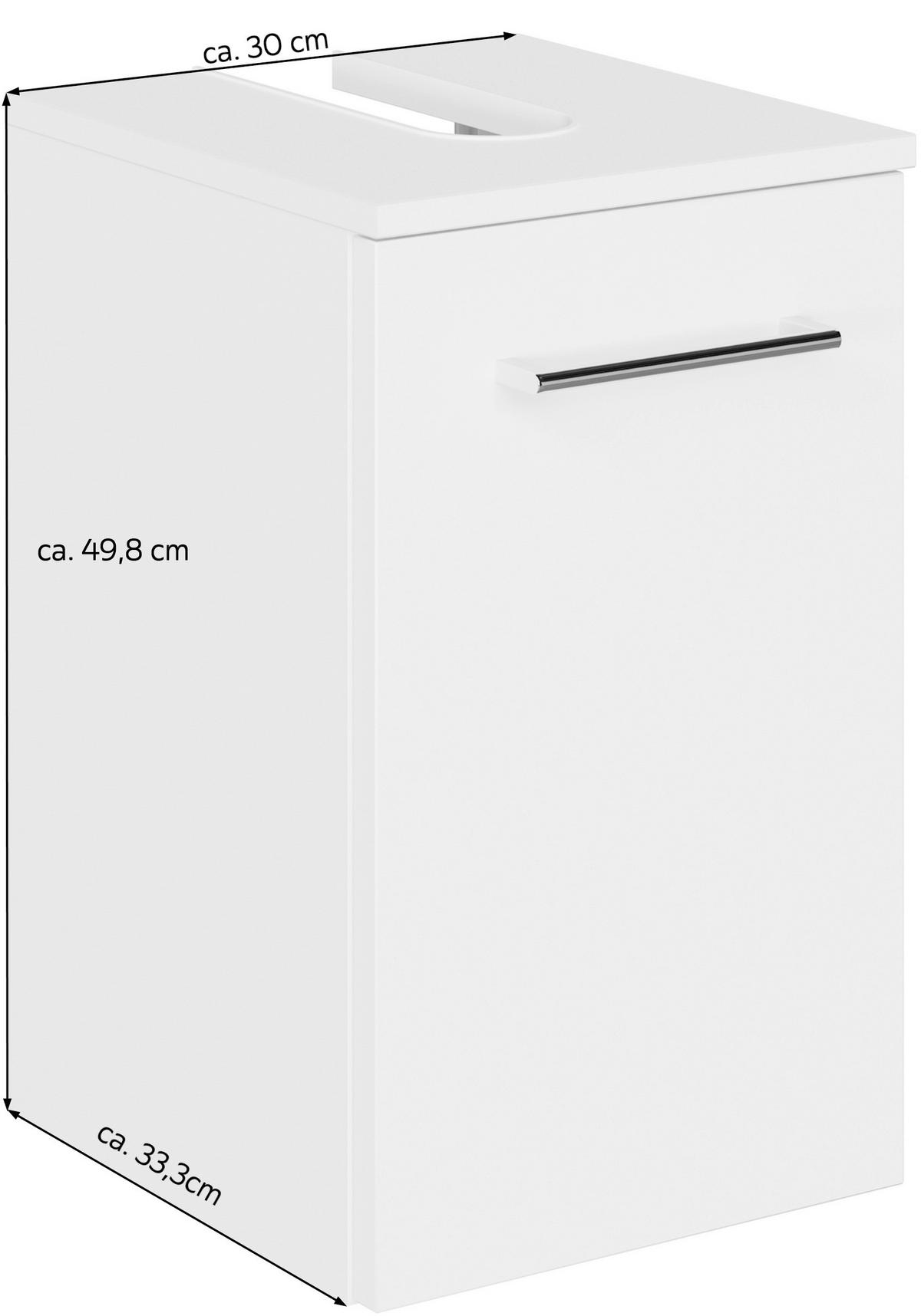 WASCHBECKENUNTERSCHRANK 30/49,8/33,3 cm  - Chromfarben/Weiß, KONVENTIONELL, Holzwerkstoff/Metall (30/49,8/33,3cm) - Sadena