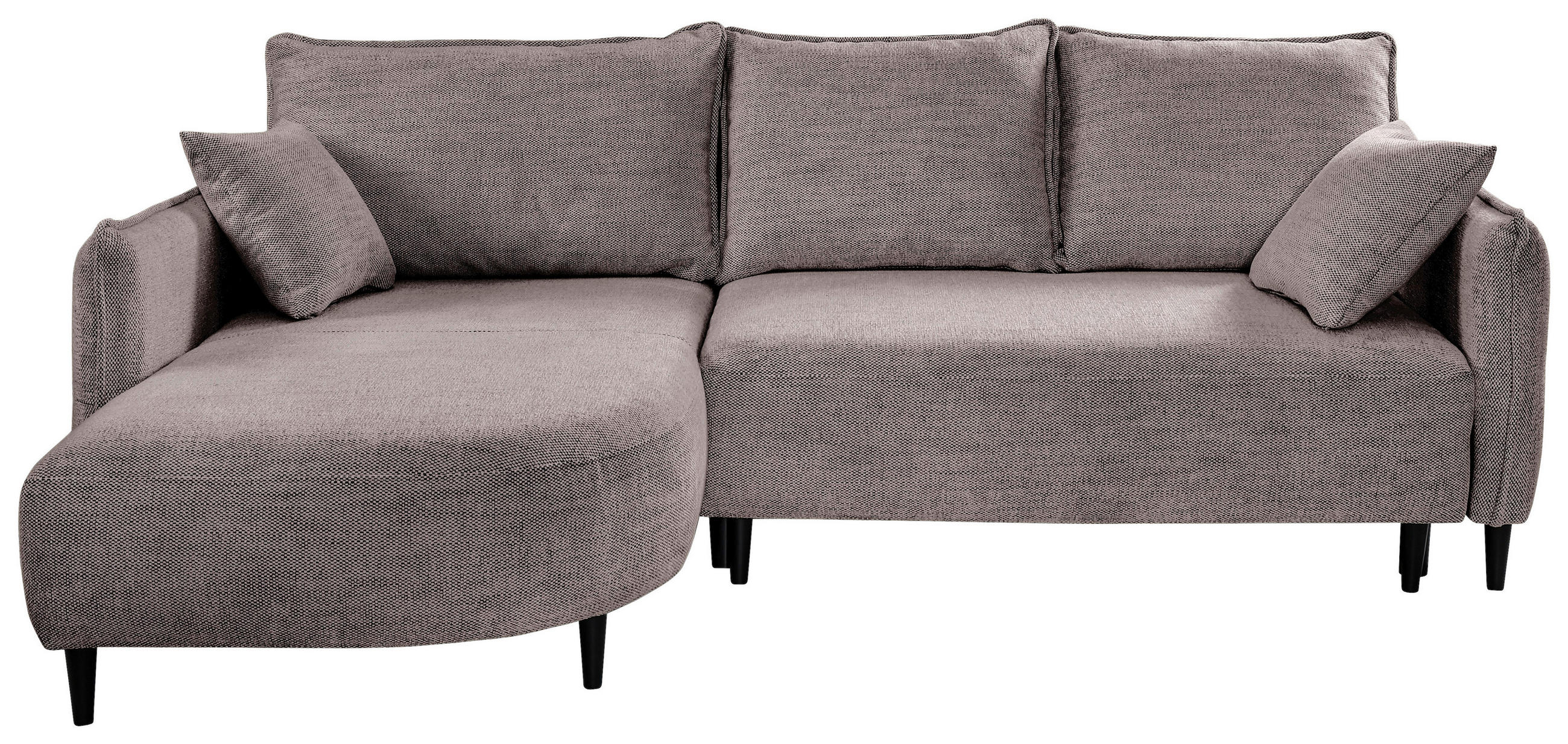 ECKSOFA Taupe Struktur  - Taupe/Schwarz, Design, Holz/Textil (165/244cm) - MID.YOU