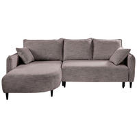 ECKSOFA Taupe Struktur  - Taupe/Schwarz, Design, Holz/Textil (165/244cm) - MID.YOU