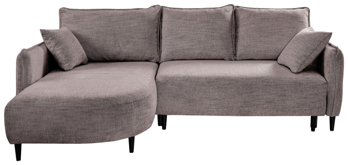 ECKSOFA Taupe Struktur  - Taupe/Schwarz, Design, Holz/Textil (165/244cm) - MID.YOU