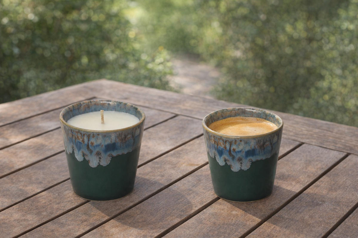KERZE IM ESPRESSOBECHER - SET - Waldgrün, Basics, Naturmaterialien/Keramik (70ml) - Costa Nova