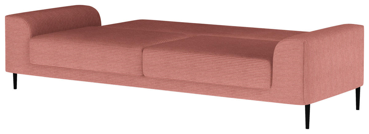 SCHLAFSOFA Cord Rosa  - Schwarz/Rosa, Design, Textil/Metall (250/89/105cm) - Livetastic