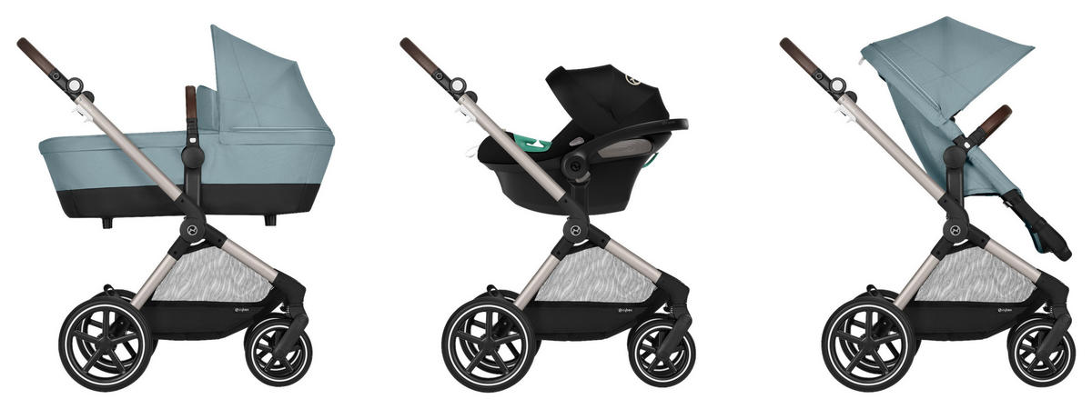 KINDERWAGENSET Eos Lux  - Alufarben/Hellblau, Basics, Textil/Metall (85/61/116cm) - Cybex