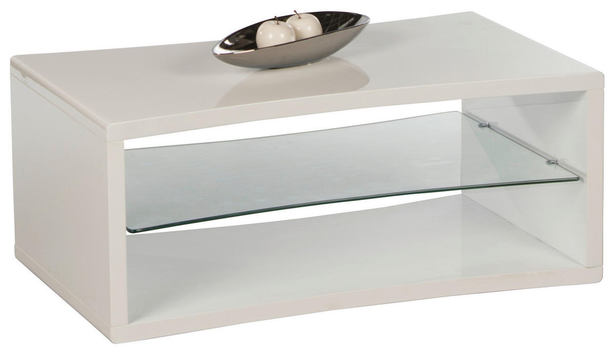 COUCHTISCH Klarglas 100/60/43 cm Freiform Weiß  - Weiß, KONVENTIONELL, Glas/Holzwerkstoff (100/60/43cm) - Carryhome