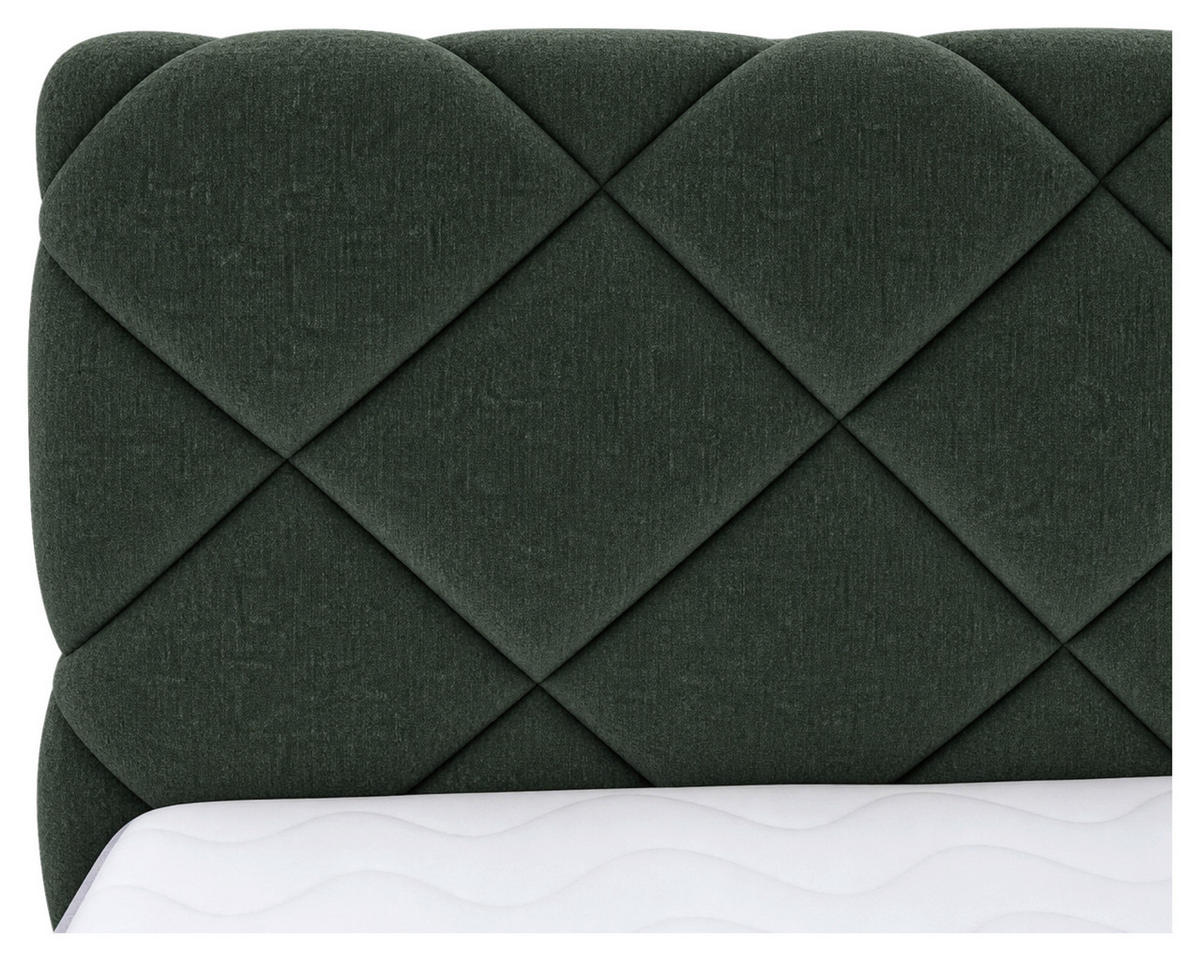 BOXBETT 180/200 cm,  in Grün, gepolstertes Kopfteil, Bettkasten, Topper, Matratzen, H3 + H3 = fest  - Schwarz/Grün, Design, Kunststoff/Textil (180/200cm) - Chameo