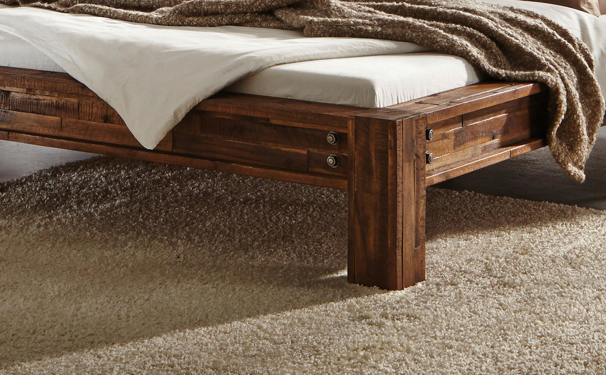 BETT 160/200 cm  in Anthrazit, Braun, Akaziefarben  - Anthrazit/Braun, Design, Holz (160/200cm) - Hasena