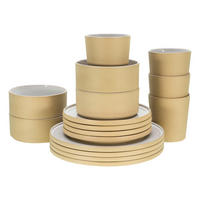 KOMBINOVANÝ SERVIS, 16-dielne, kamenina - piesková/biela, Trend, keramika - Creatable
