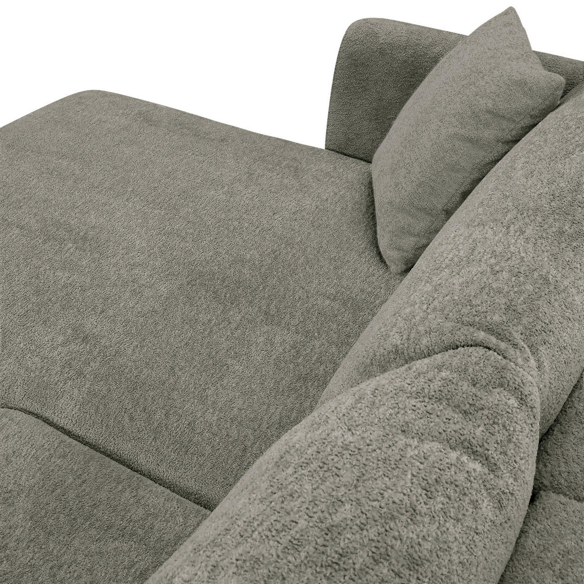 ECKSOFA Hellgrau Plüsch Zierkissen, Rückenkissen, Bettkasten, Schlaffunktion, Rücken echt, Liegefläche im Originalstoff  - Hellgrau/Schwarz, MODERN, Kunststoff/Textil (246/178cm) - Carryhome