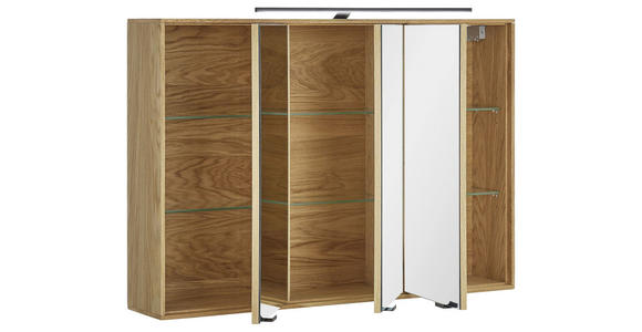 SPIEGELSCHRANK 100/70/20 cm  - Eichefarben/Schwarz, KONVENTIONELL, Glas/Holz (100/70/20cm) - Linea Natura