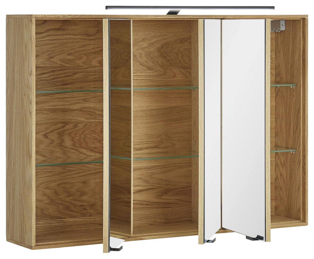 SPIEGELSCHRANK 100/70/20 cm  - Eichefarben/Schwarz, KONVENTIONELL, Glas/Holz (100/70/20cm) - Linea Natura