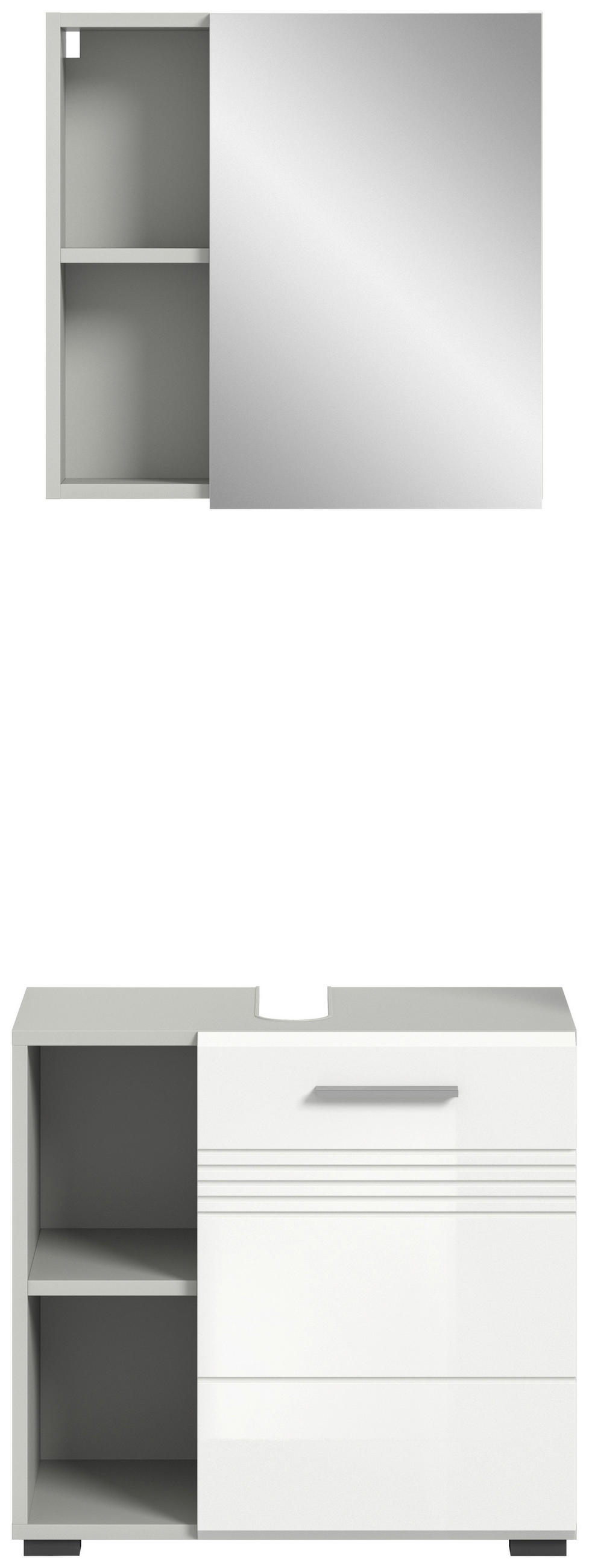 KOUPELNA šedá, vysoce lesklá bílá  - šedá/černá, Moderní, kompozitní dřevo/plast (60cm) - MID.YOU