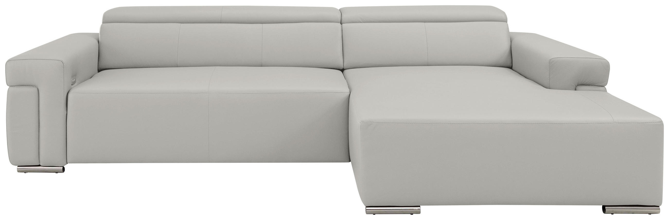 Ecksofa inkl. Funktion DUA Beige Echtleder  - Chromfarben/Beige, Design, Leder/Metall (293/170cm) - Novel