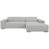Ecksofa inkl. Funktion DUA Beige Echtleder  - Chromfarben/Beige, Design, Leder/Metall (293/170cm) - Novel