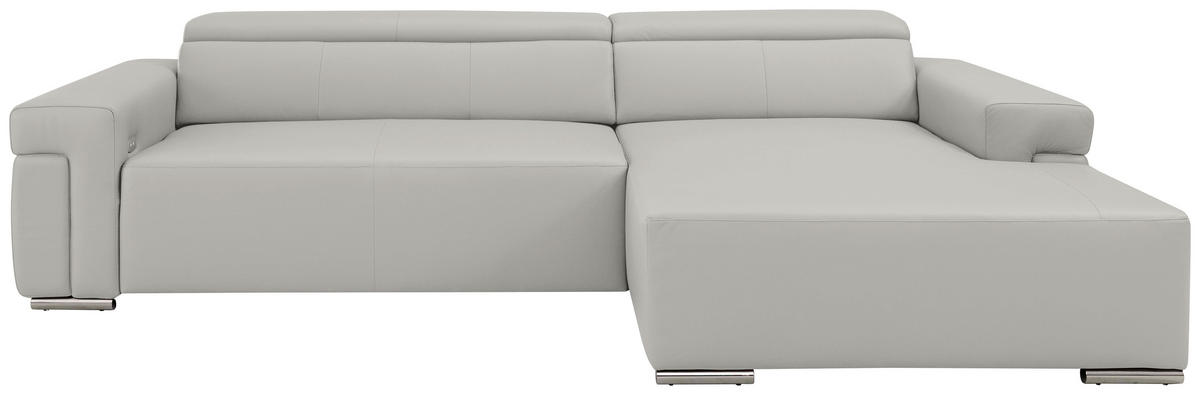 Ecksofa inkl. Funktion DUA Beige Echtleder  - Chromfarben/Beige, Design, Leder/Metall (293/170cm) - Novel